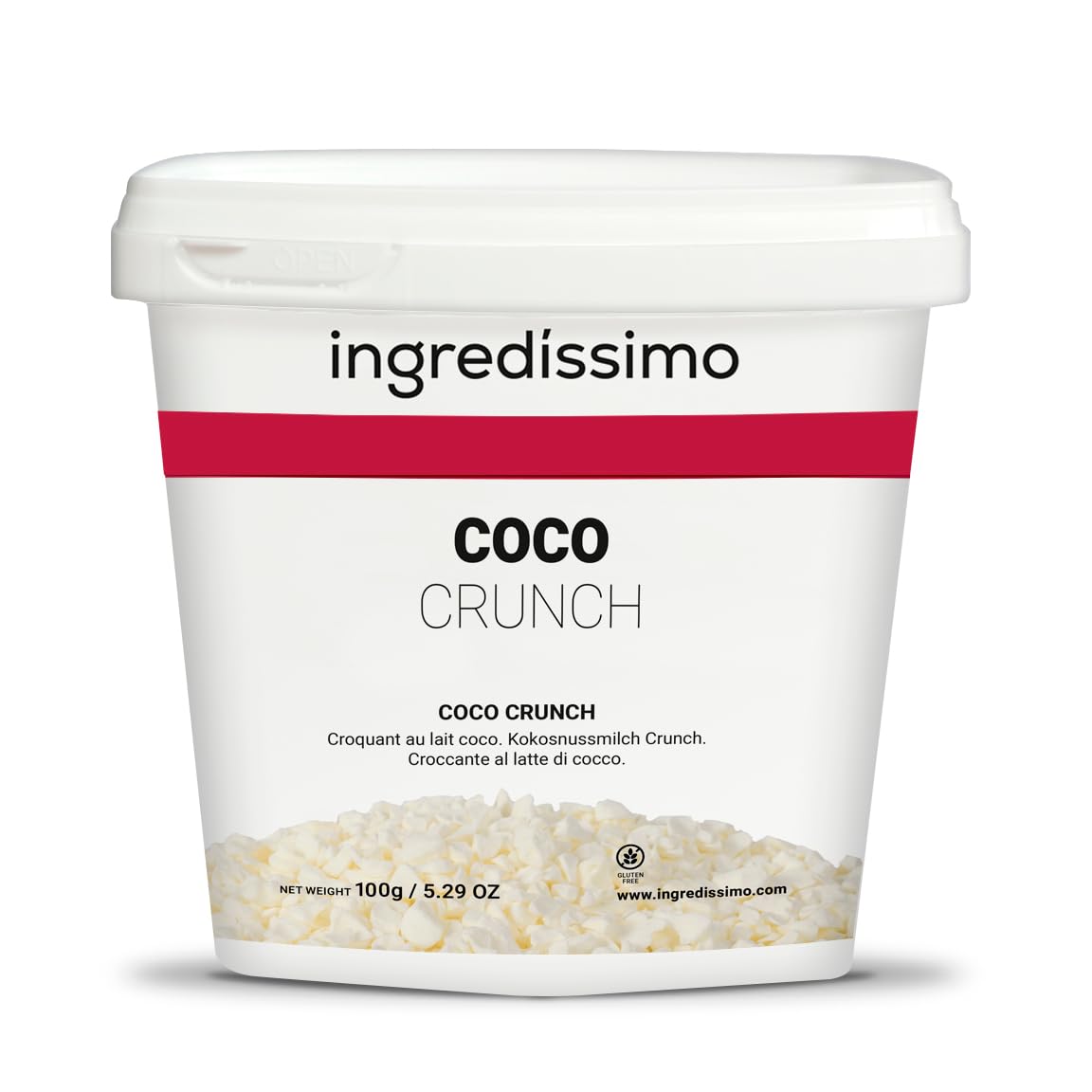 Ingredíssimo - Coco Liofilizado Crunch Leche de Coco 100g | Fruta Seca Troceada (2-10mm) | Sin Gluten | Topping y Snack