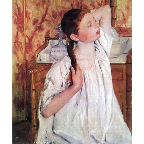 Fille arrangeant ses cheveux de Cassatt, idée cadeau impression giclée roulée