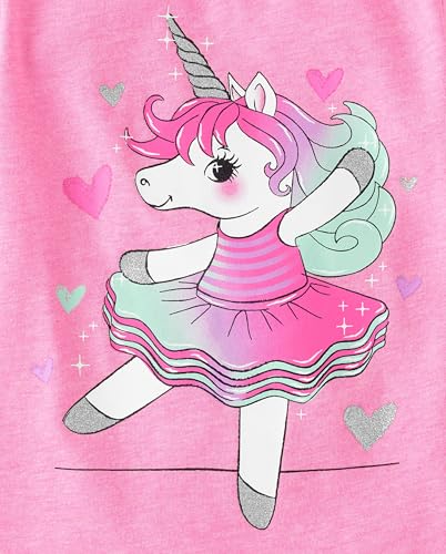 Image of The Children's Place Baby Girls' and Toddler Unicorns,Butterflies,Trends Short Sleeve Graphic T-Shirts,3 Pack