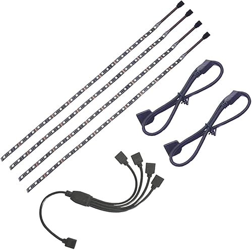 Tira de luces LED RGB de 19.7 pulgadas para PC, placa base con cabecera de 12 V y 4 pines, sincronización Aura, fusión Gigabyte, luz mística MSI,