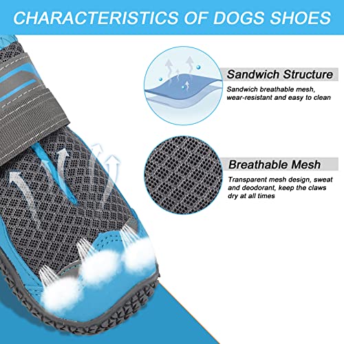 Jspupifip 4Pcs Dog Paw Protection Dog Boots,Breathable Outdoor Sports Dog Shoes For Large Dogs,Waterproof Dog Boots With Non-Slip Rubber Sole And Reflective Straps For Outdoor Rain Hiking Hot Pavement #TOP3