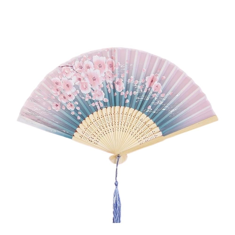 Jobaojiang Folding Fan Lace Flower Decor Style Fan Hand Held Anitque Art Craft Summer Female Dance Home(20)