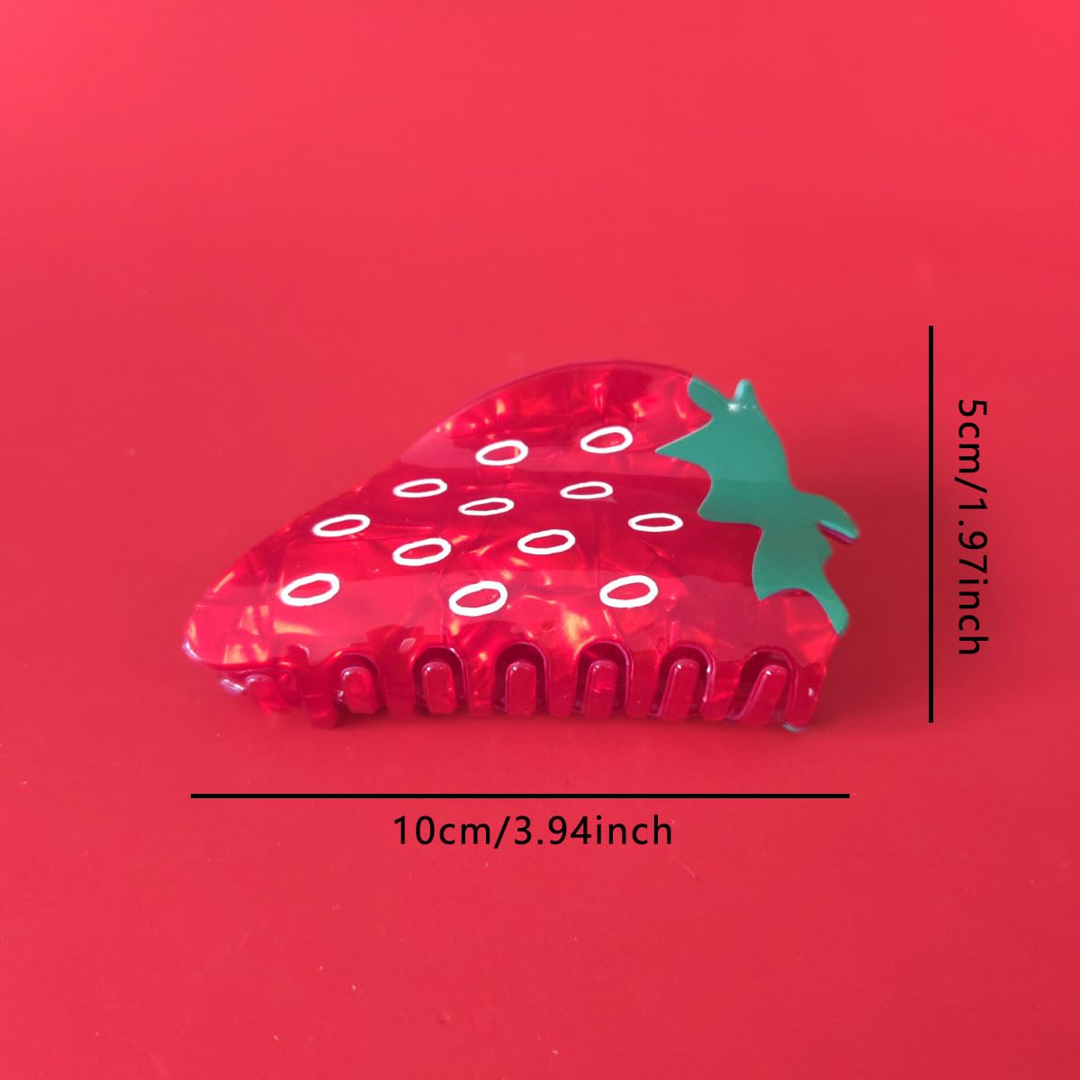 Funny Strawberry Hair Clips,Cute Acrylic Fruit Claw Clip,Small Claw Clip for Women,Red - Image 2