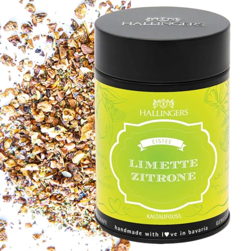 Hallingers Genuss Manufaktur Tee Geschenk - Loser Cold Brew Früchtetee Eistee, kalt oder warm aufgießbar, edle Geschenkdose Limette-Zitrone, Geschenkidee für Frauen & Teeliebhaber