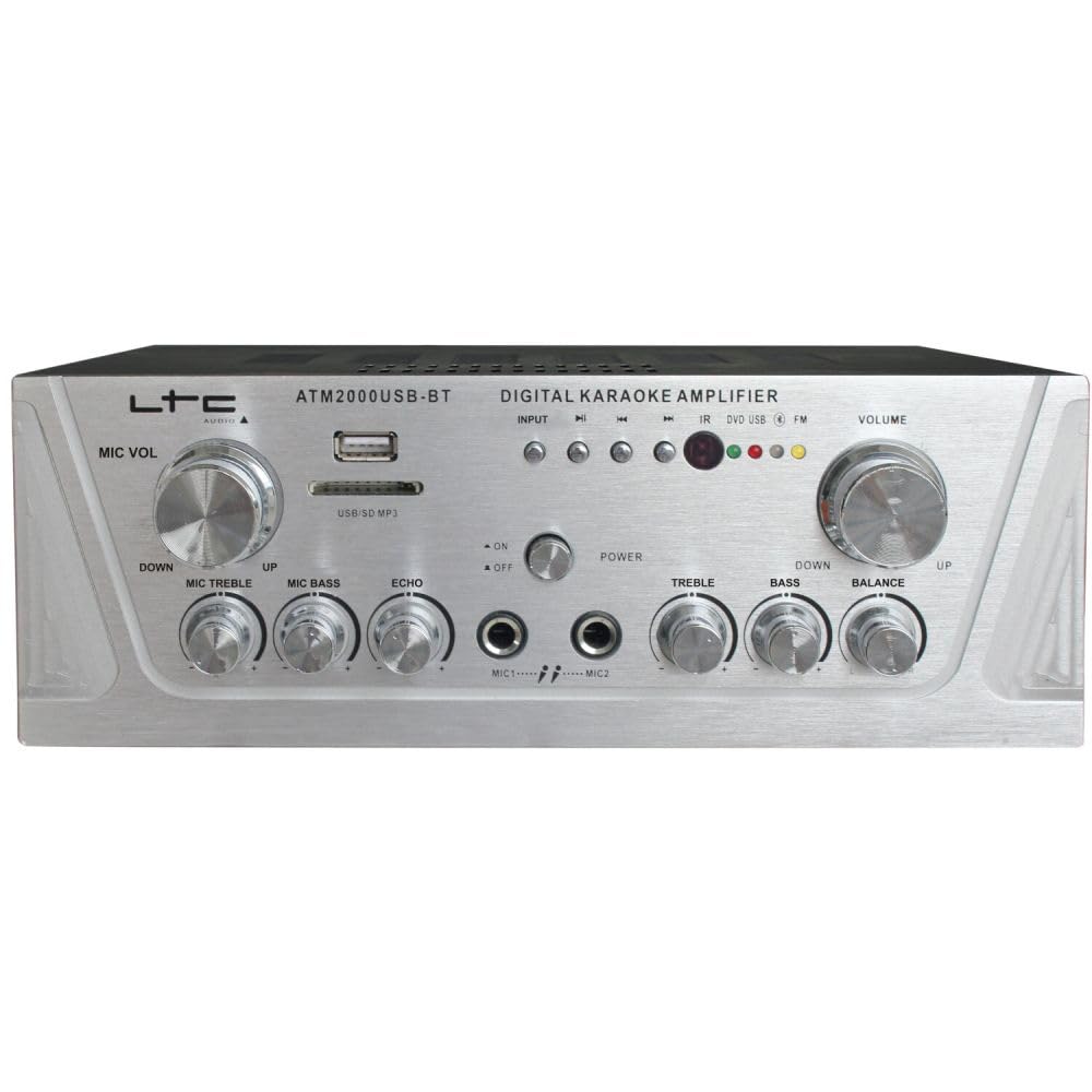 LTC ATM2000USB-BT - - 2 x 50W Stereo Amplifier - USB, SD and Bluetooth - Silver