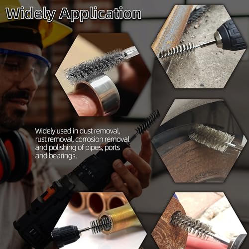 Image of 5Pcs 7 /16 inch Stainless Steel Wire Bore Brush for Power Drill Cleaning