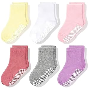 CozyWay Kids Non Slip Cotton Crew Socks Baby Socks...