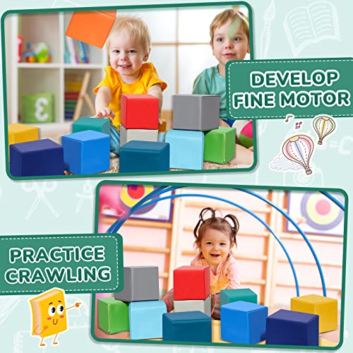 Hungdao 18 Pcs Foam Blocks For Toddlers Soft Stacking Play Blocks Colorful Foam Cube Building Blocks Set For Kids Nursery Safe Indoor Active Play, Assorted 5.5 Inch #TOP5