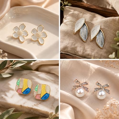 Image of Pretty Pairings 12 Pairs Earrings Set for Women with Jewellery Box | Stylish Stud, Pearl, Drop & Designer Earrings | Premium Gift Set for Girls | Birthday, Anniversary, Engagement