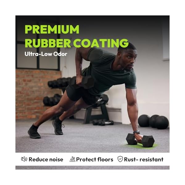 HANDBODE Hex Dumbbell Set of 2, Rubber Encased Fixed Dumbbells, 2.5-65 lb - Image 5