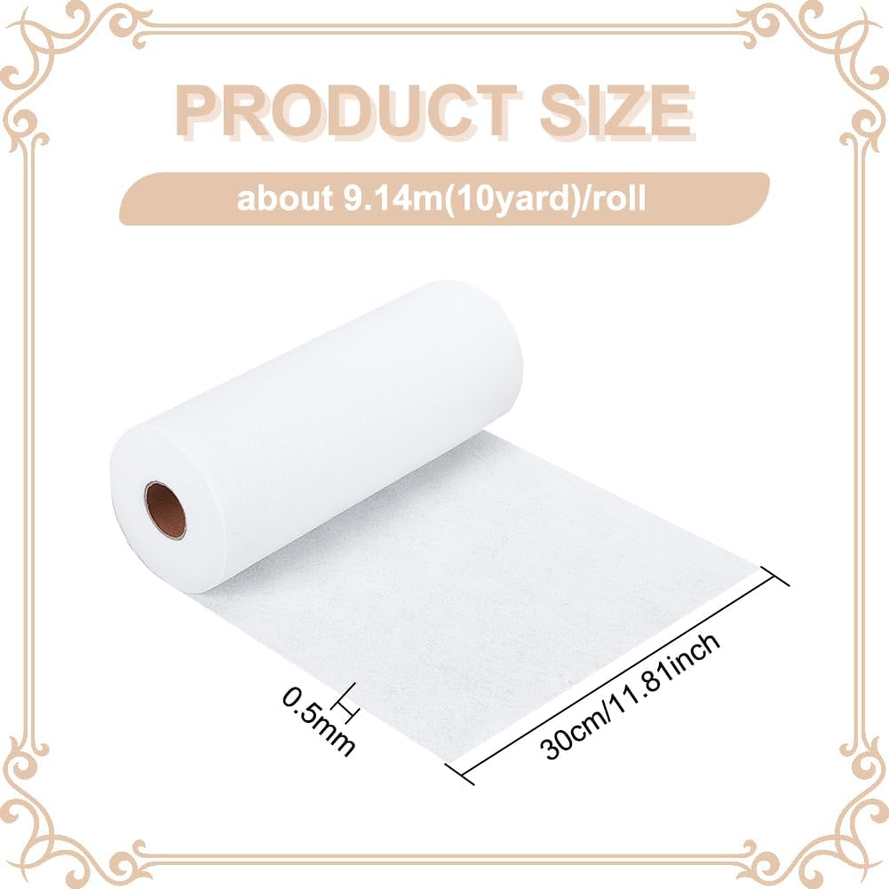 BENECREAT 10 Yard Iron-On Fusible Fleece Interfacing, 11.8 Inches White One-Sided Loft Fusible Fleece, Medium Weight for Sewing Quilting Tote Bags Home Decor