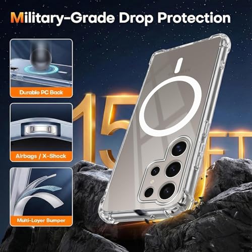 Image of Jkobi Shockproof Crystal-Clear Back Cover for Samsung Galaxy S24 Ultra (Magsafe Wireless Support | Drop & Camera Protection | Hard Polycarbonate)
