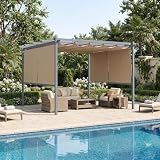 Aoodor 12 x 12 ft Pergola with Curtains
