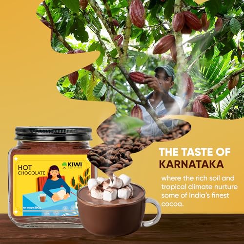 Image of KIWI Kisan Window Hot Chocolate- 500g | Natural Cocoa Blend, Rich Indulgent Flavor, Antioxidant Boost- Artisan Dark Chocolate Mix - 500g
