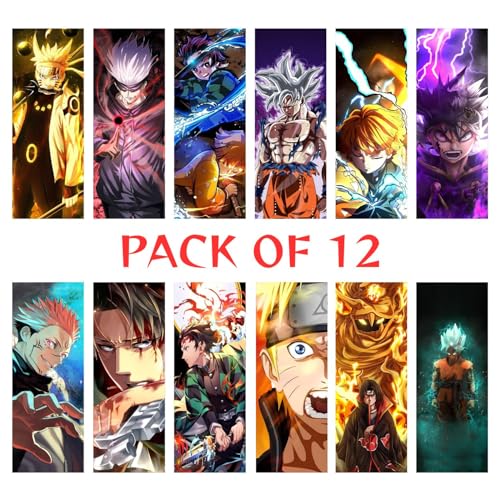 Image of Posterne Anime Universe Poster Set of 12 | 12 x 4.5 Inch Unframed Wall Prints | Mix Anime Fine Art Prints on 300 GSM Photographic Paper for Room, Office & Home Decor