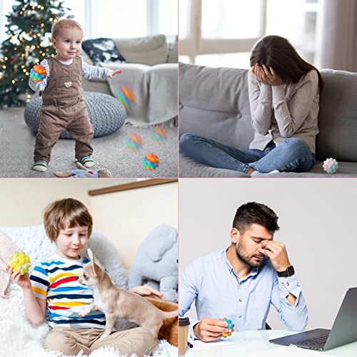 Smuk 4 Pack Rainbow Pop On It Ball Fidget Toy, Silicone Sensory Stress Relief Squeeze Ball For Adults And Kids, Push Pop Bubble Decompression Toys Stress Balls #TOP2