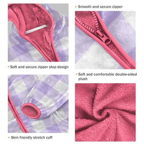 GuoChe Purple Buffalo Plaid Kids Sherpa Jacket3