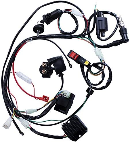 Complete Electrics Wiring Harness CDI Ignition Coil Solenoid Relay Spark Plug Kits For Chinese 4-Stroke ATV QUAD Dirt Bike 150cc 200cc 250cc Go Kart By