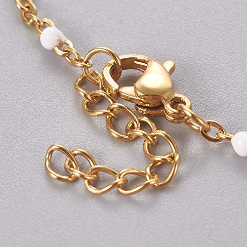 Image of LZD Stainless Steel Enamel Chain Bracelet Lobster Evil Eye Gold Adjustable 2mm A110