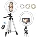 Produktbild gfyee Selfie Licht Ringlicht Mit Stativ Für Handy Und Kamera,Led Ringlicht 10 Zoll Tischringlicht mit 3 Farbe und 10 Helligkeitsstufen,Bluetooth-Fernbedienung Beleuchtung Set für Make-up, YouTube
