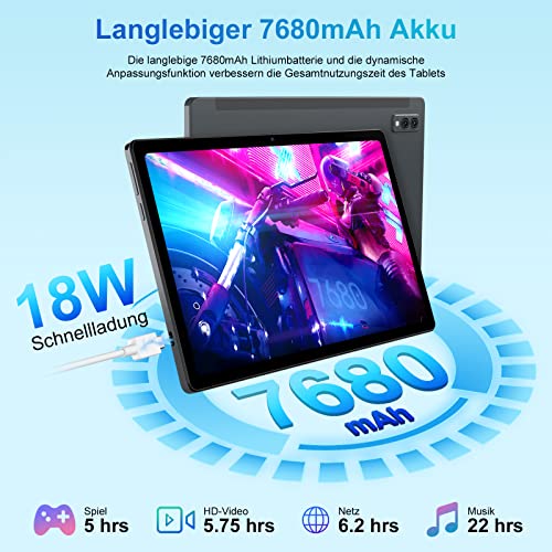 Blackview Tablet 10.36 Zoll Android 12 Tab 11 SE, Octa-core,14GB RAM+256GB ROM (1TB Erweiterung), 2K, 1200 * 2000 FHD+IPS,7680mAh, 8MP+13MP, Dual 4G/5G WLAN,Typ-C/Face ID/GPS/BT5.0, Grey – Bild 5