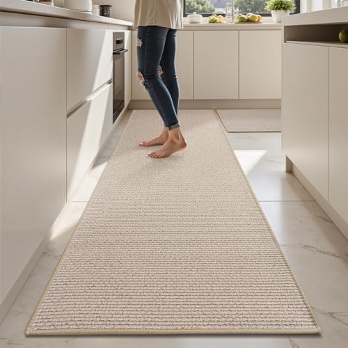 AMOAMI Non Slip Kitchen Rugs Sets of 2 - Extra Large 2.5'x6' + 20"x32" Kitchen Mats for Floor, Water Absorbent Kitchen Runner Machine Washable, No Pile Farmhouse Kitchen Carpet in Front of S
