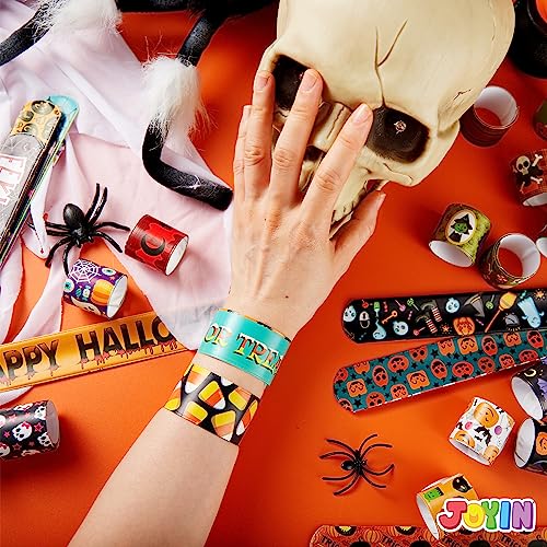 Image of JOYIN 72 PCS Halloween Slap Bracelets for Kids Gift, 36 Different Design Bracelets Bulk for Halloween Party Favor Supplies, Friendship Bracelets for Halloween Goodie Bag Fillers
