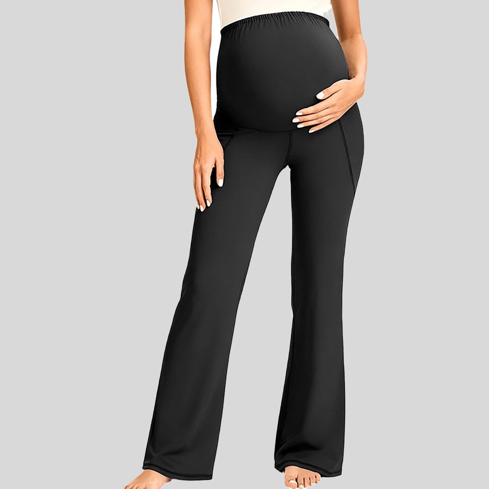 Umstandsleggings Umstandshose Sportleggings Jogging Freizeithose High Waist Workout Schwangerschaftshose Yogahose Bootcut Schwangerschaftsleggings Für Yoga