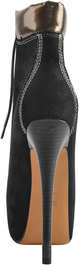 Richealnana Women's Platform Lace Up Stiletto Heel Ankle Boots