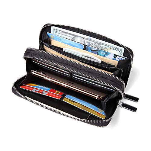 Image of Daisy Rose Dual Zipper Phone Clutch and Wallet for Women - RFID Blocking, PU Vegan Leather Multi-Card Organizer