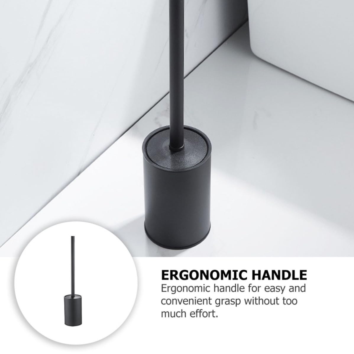 Cepillo Limpiador de Inodoro Soporte, Acero Inoxidable Negro