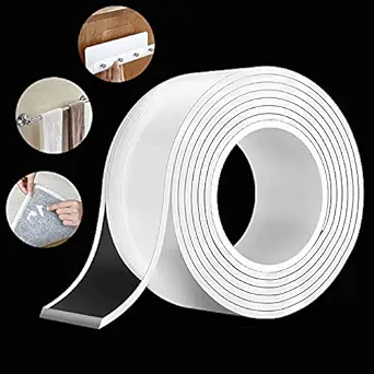 ClearChoice:- Reusable and Washable Double Sided Adhesive Silicon Tape with Multi-Functional Anti-Slip Double Sided Sticky Strips, Gel Tape Roll Wall Stickers(1 Pis)