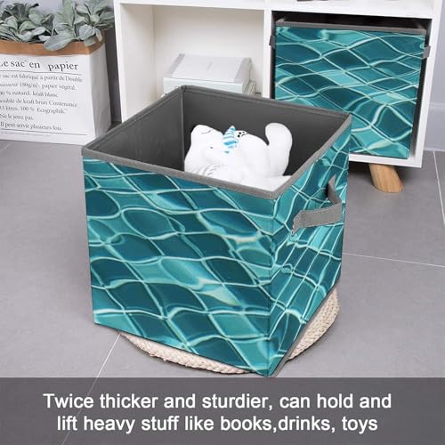 Boîte de rangement pliable pour vêtements avec impression d'eau azur - 4
