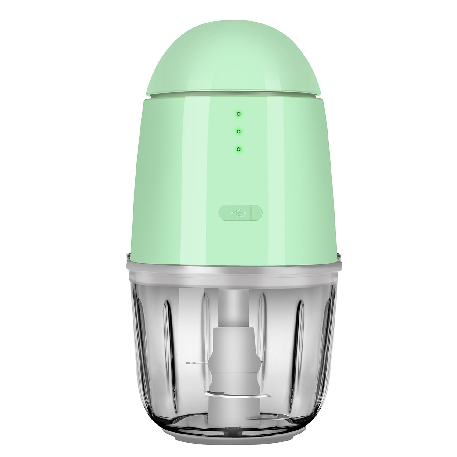 Food Processor - Cordless Mini Food Processor & Portable Small Food Chopper for Vegetables Fruit Salad Onion Garlic,Kitchen,1.3Cup 10 0z,150 Watts,Glass Container Dishwasher Safe (Green)