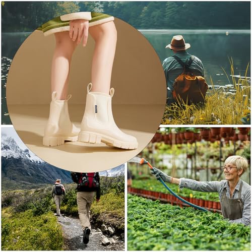 WOWSTICK Women’s Ankle Rain Boots Waterproof Lightweight Slip Resistant Fashion Garden Booties2