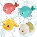 VIKSAUN Lot de 4 Jouet de Bain, Jouet de Bain Bébé, Salle de Bain Jouets, Animaux Jouets Flottants, Jeu d'eau Jouet de Piscine, Jouets de Douche pour Garcon Fille, Baignoire Jouet Cadeau pour Bébés