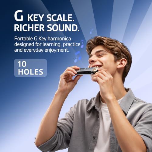 Image of ARCTIC G Key 10-Hole 20-Tone Diatonic Harmonica With Case & Cloth - Silver | Excellent Airtightness, Smooth Airflow, Clear Bright Tone, ABS Comb, Brass Reeds