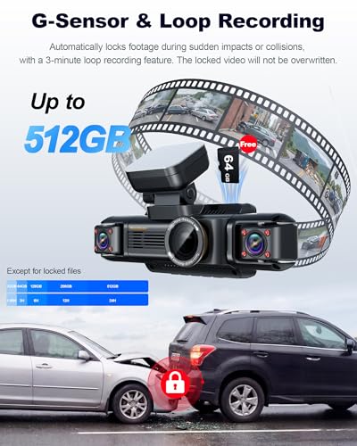Image of N300Pro 4K 4 Channel Dash Cam Front and Rear, STARVIS 2 Sensor, 3 inch Touch Screen, 5.8GHz WiFi GPS, 360 Car Dash Camera, AI Driver Monitor System, Free 64GB Card, WDR Night Vision HDR, 24H Parking Mode
