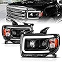 AmeriLite for 2015-2020 GMC Canyon LED DRL Light Bar Black Housing Replacement Projector Headlights - Passenger and Driver Side