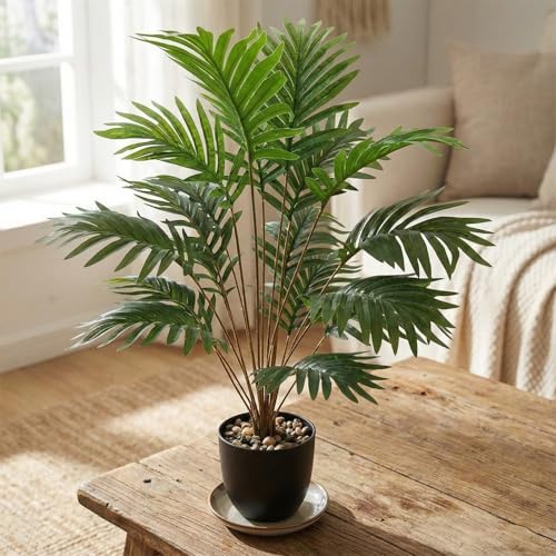 Image of Dekorly Plastic Fake Plants Artificial Floor Plants Large Tropical Palm Tree for Home Decor (African plam)