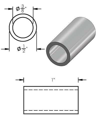 Espaciador de aluminio negro de 1/2 pulgada de diámetro exterior x 3/8 pulgadas de diámetro interior x elige tu longitud, espaciador redondo sin