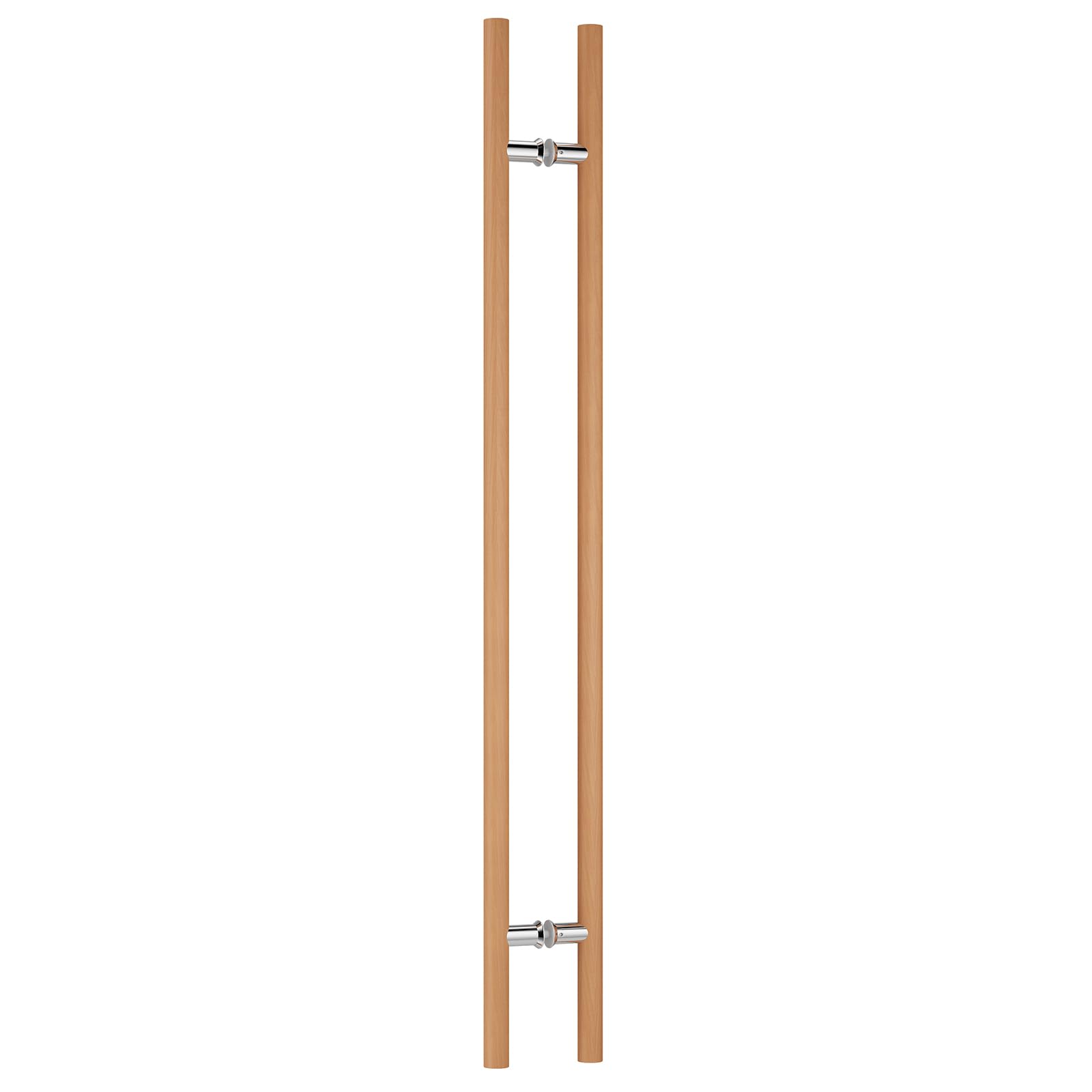 Ranbo 32" Long Beech Wood Back to Back Push Pull Handle, H Shape Sliding Door Handle Bar, Fits Glass Shower and Wood Barn Door, Ideal for Commercial Office Shop Front Entrance Sauna Store Doors