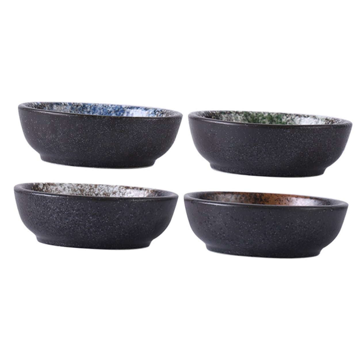 COLLBATH 4pcs Ceramic Saucer Appetizer Tray Convenient Spice Plate Dipping Sauce Plates Small Bowls for Salsa Bowls Decorative Sauce Dish Spices Multi-function Spice Dish Ceramics re-usable