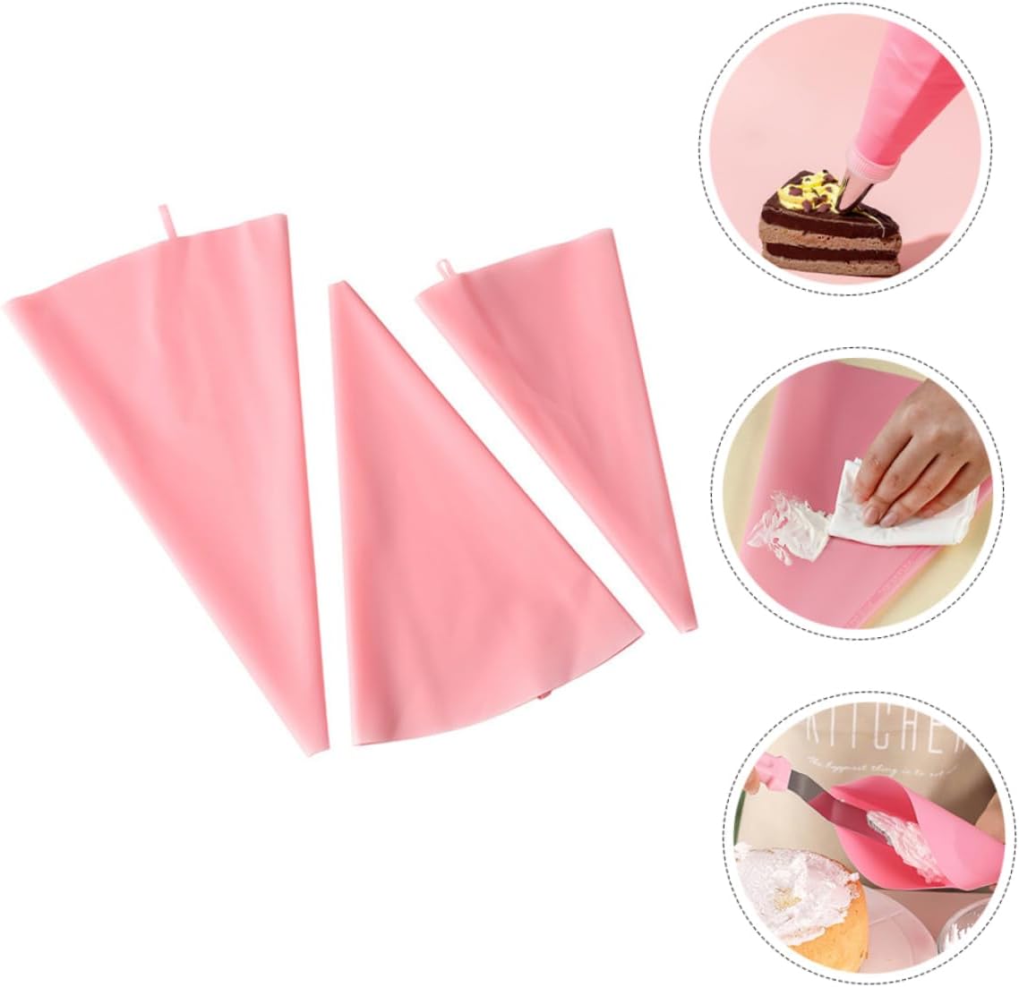 3pcs Silicone Pastry Bags Reusable Piping Bags Xmas Halloween