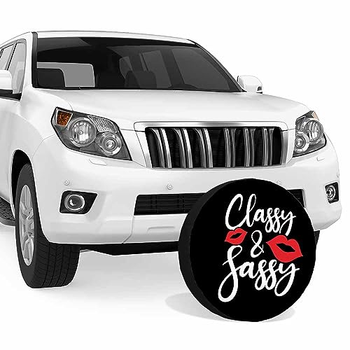 Image of Classy and Sassy Kiss Spare Tire Cover Art Font Sassy Lady Brash Girl Weatherproof Universal Wheel Protectors Camper Tire Covers for Trailer Rv Travel(17 inch)