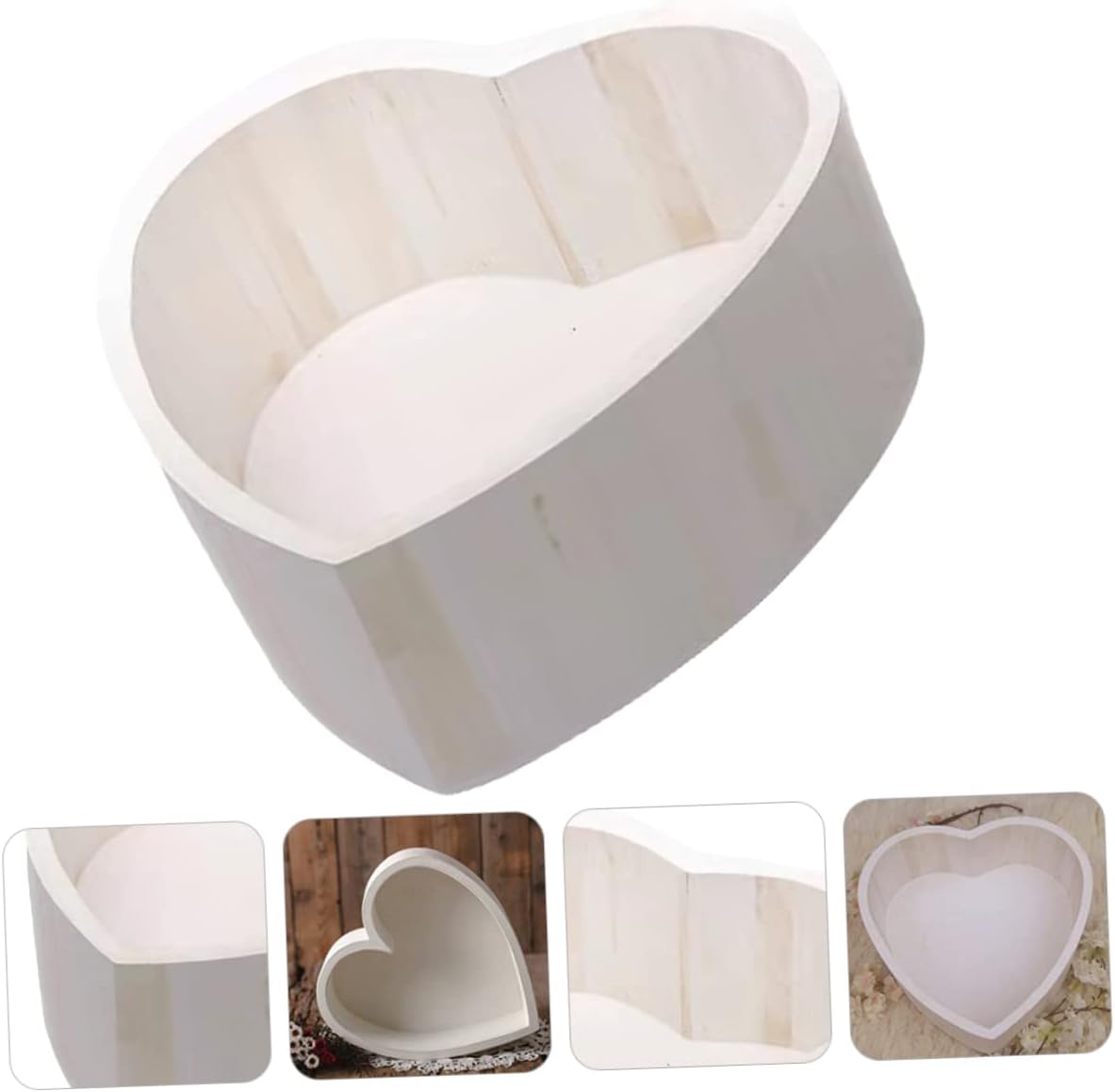 Abaodam Heart Shaped Baby Posing Case Newborn Photography Prop Basket Lightweight Wooden Photo Studio Prop 16.53X16.53X4.72 Inch Compact Size for Newborn Photo Sessions