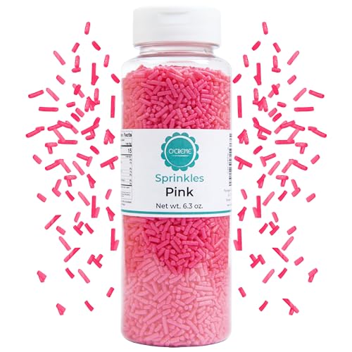 Image of O'Creme Pink Sprinkles for Cake Decorating, Kosher, 6.3 oz