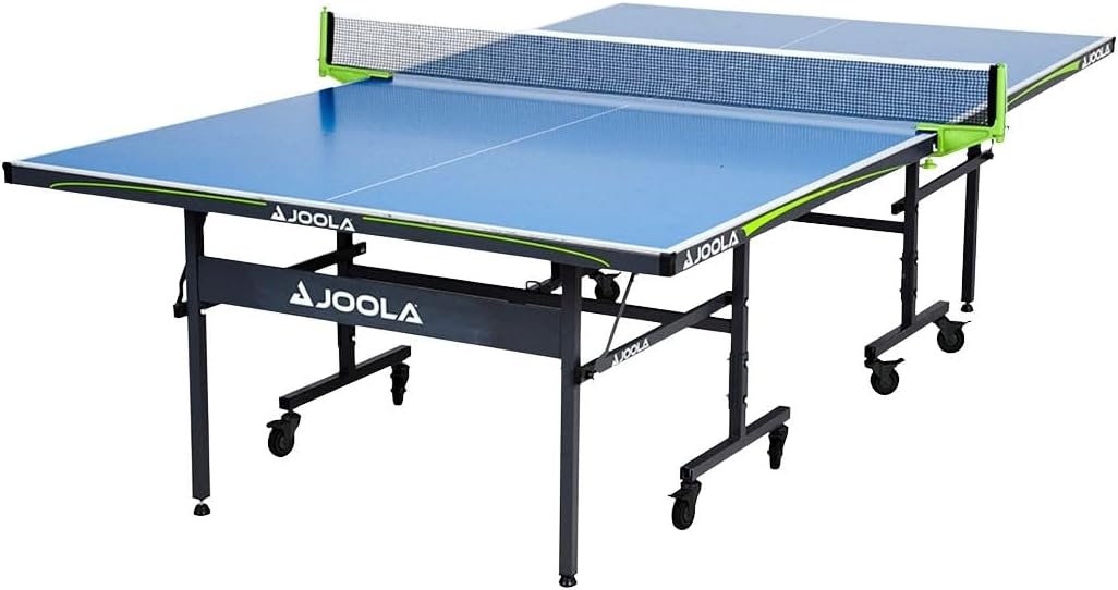 JOOLA Outdoor Table Tennis Table – Multi Use Conference Table Dining Table – Concrete Wood Look Includes Steel Outdoor Ping Pong Net Set & Frame – Hybrid Indoor Outdoor Ping Pong Table