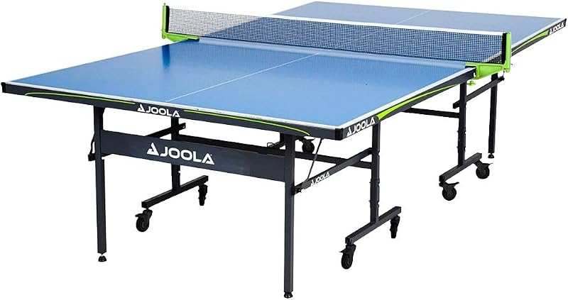 Mesa de ping pong para exteriores – Mesa de conferencias multiuso, mesa de comedor – Aspecto de madera de hormigón, incluye marco y juego de red de ping pong para exteriores de acero – Mesa de ping pong híbrida para interiores y exteriores
