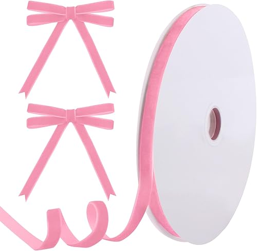 Miniatura 20 de Cinta de terciopelo rojo de 10 yardas para árbol de Navidad, cinta de Navidad de terciopelo de 5/8 pulgadas para envolver regalos, manualidades,